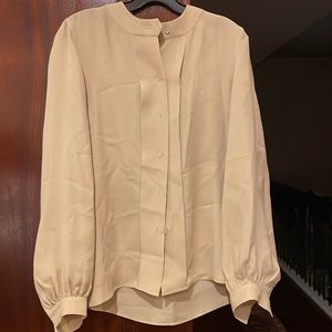 Lafayette 148 beige button down blouse
